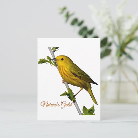 Yellow Warbler "Natuur's Gold" Printed Art Kaart (Staand voorkant)