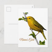 Yellow Warbler "Natuur's Gold" Printed Art Kaart (Voorkant / Achterkant)