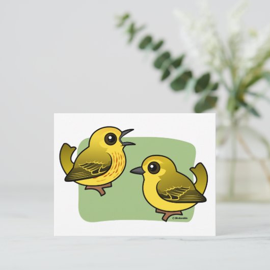 Yellow Warbler-paar Briefkaart (Staand voorkant)