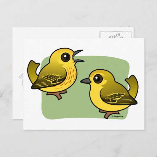 Yellow Warbler-paar Briefkaart (Voorkant / Achterkant)