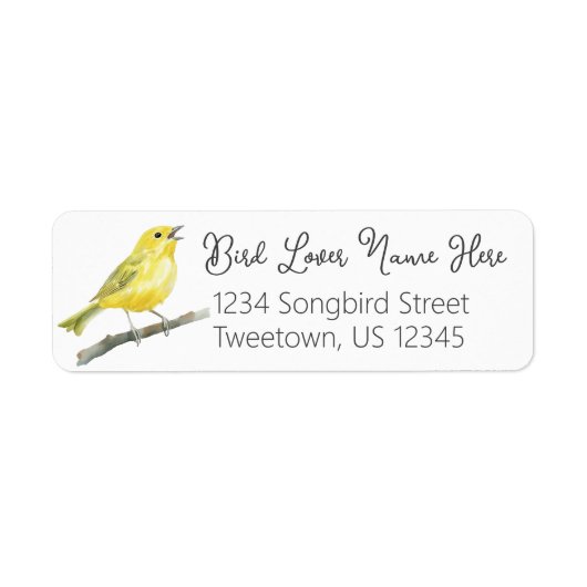 Yellow Warbler Singing Bird Watcher Gift Etiket (Voorkant)