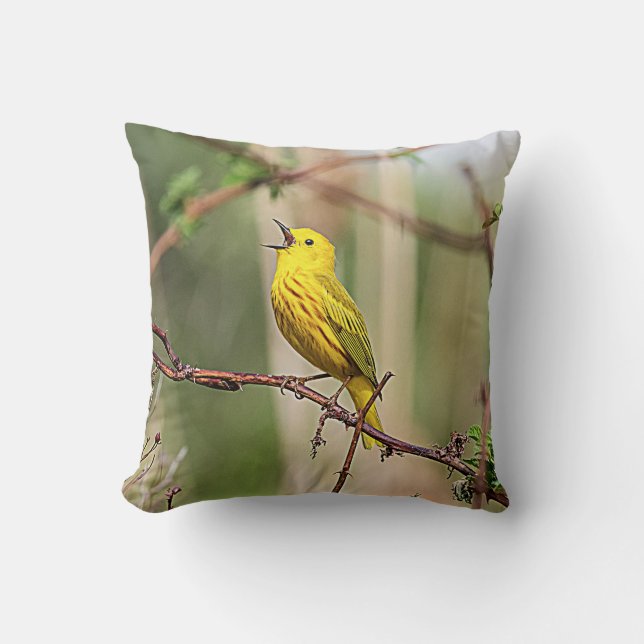 Yellow Warbler Singing Kussen (Voorkant)