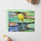 Yellow Water Lily Flower Art Note Card Set Notitiekaartje (Voorkant / Achterkant in situ)
