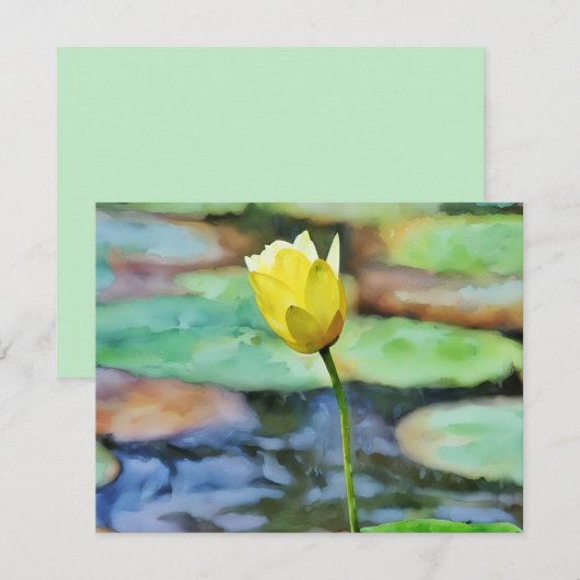 Yellow Water Lily Flower Art Note Card Set Notitiekaartje (Voorkant / Achterkant)