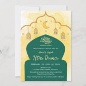 Yellow Watercolor and Green Arch Iftar Invitation Kaart (Voorkant)