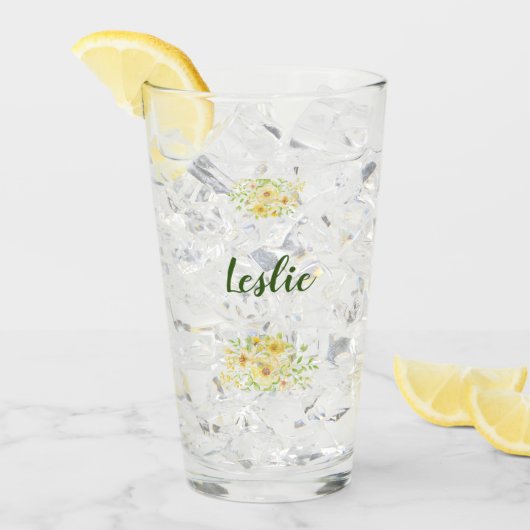 Yellow watercolor floral glas (Voorkant ijs)