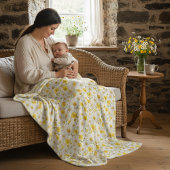 Yellow Watercolor Wildflower Pattern Fleece Deken