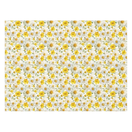 Yellow Watercolor Wildflower Pattern Tafelkleed (Voorkant (Horizontaal))