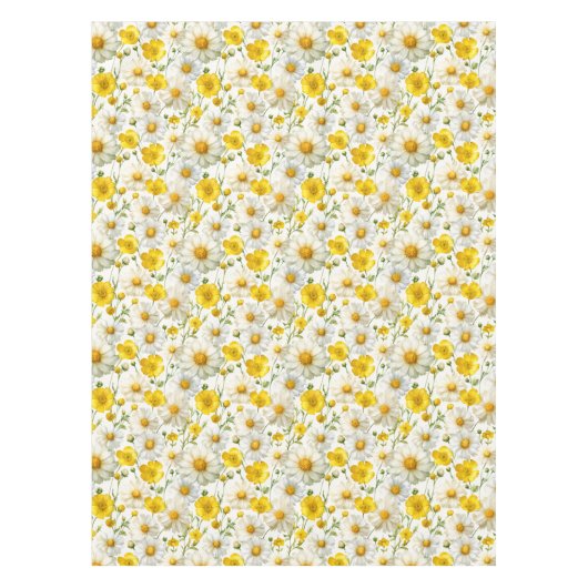 Yellow Watercolor Wildflower Pattern Tafelkleed (Voorkant)