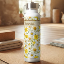 Yellow Watercolor Wildflower Pattern 