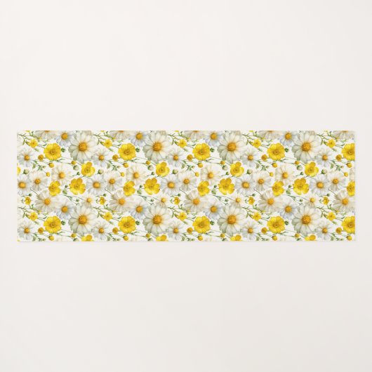 Yellow Watercolor Wildflower Pattern  Yogamat (Achterkant (horizontaal))