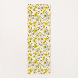 Yellow Watercolor Wildflower Pattern  Yogamat
