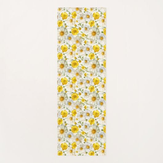 Yellow Watercolor Wildflower Pattern  Yogamat (Voorkant)
