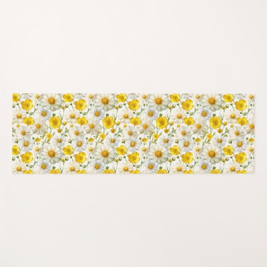 Yellow Watercolor Wildflower Pattern  Yogamat (Voorkant (horizontaal))