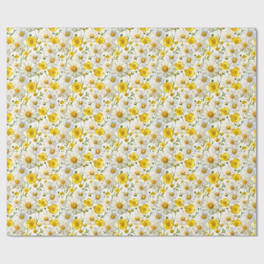 Yellow Watercolor Wildflowers Pattern  Cadeaupapier (Vlak)