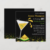 Yellow Watermelon Martini Birthday Party Invite Kaart (Voorkant / Achterkant)