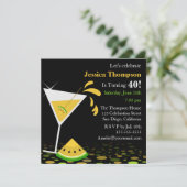 Yellow Watermelon Martini Birthday Party Invite Kaart (Staand voorkant)