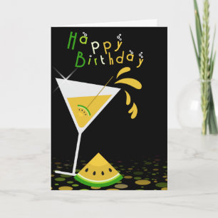 Yellow Watermelon Martini Cocktail Wenskaart Kaart