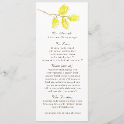 Yellow waterverf bruiloft menu (Achterkant)