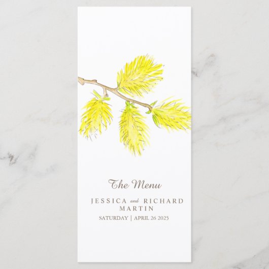 Yellow waterverf bruiloft menu (Voorkant)