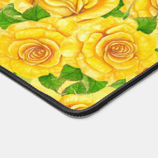 Yellow waterverf rozen patroon bureaumat (Hoek)