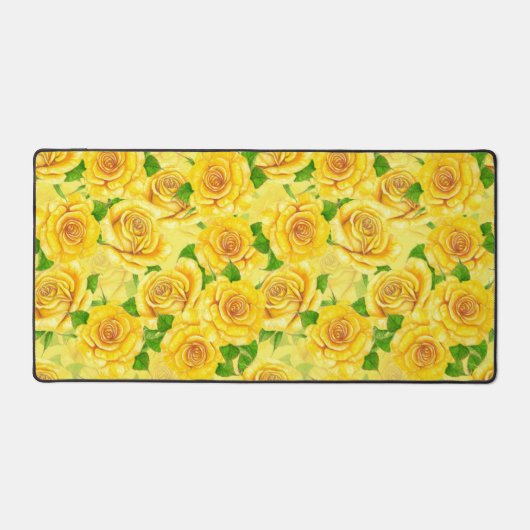 Yellow waterverf rozen patroon bureaumat (Voorkant)