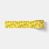 Yellow waterverf rozen patroon satijnen lint (Voorkant)