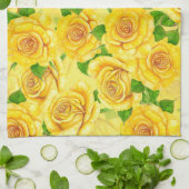 Yellow waterverf rozen patroon theedoek (Gevouwen)