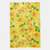 Yellow waterverf rozen patroon theedoek (Verticaal)