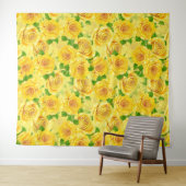 Yellow waterverf rozen patroon wandkleed (In Situ (horizontaal))