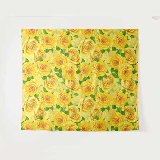 Yellow waterverf rozen patroon wandkleed (Voorkant (horizontaal))