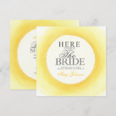 Yellow Waterverf Vrijgezellenfeest Party Invite Kaart (Voorkant / Achterkant)