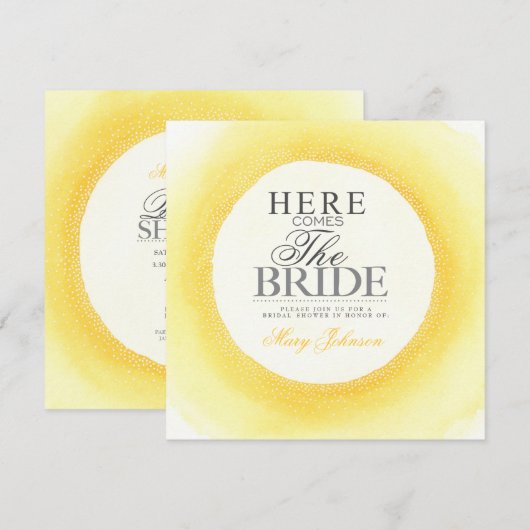 Yellow Waterverf Vrijgezellenfeest Party Invite Kaart (Voorkant / Achterkant)