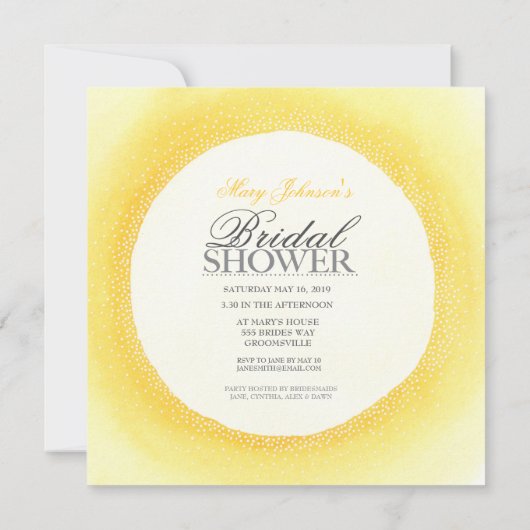 Yellow Waterverf Vrijgezellenfeest Party Invite Kaart (Achterkant)