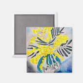 Yellow Wattle Australian native flower art magnet (Voorkant / Achterkant)