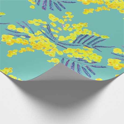 Yellow Wattle Mimosa Australische bloemkunst Cadeaupapier (Hoek)
