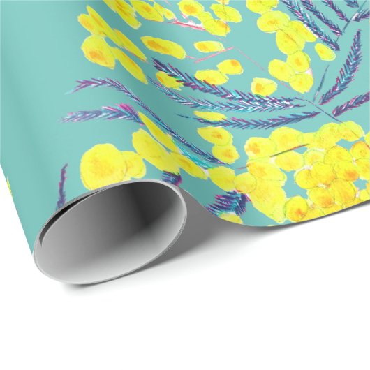 Yellow Wattle Mimosa Australische bloemkunst Cadeaupapier (Rol Hoek)