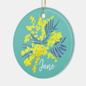 Yellow Wattle Mimosa Australische bloemkunst Keramisch Ornament (Links)