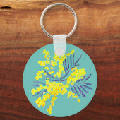 Yellow Wattle Mimosa Australische bloemkunst Sleutelhanger (Voorkant)