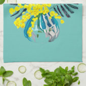 Yellow Wattle Mimosa Australische bloemkunst Theedoek (Gevouwen)