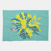 Yellow Wattle Mimosa Australische bloemkunst Theedoek (Horizontaal)