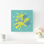 Yellow Wattle Mimosa Australische bloemkunst Vierkante Klok (Huis)