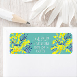 Yellow Wattle mimosa flower art Etiket