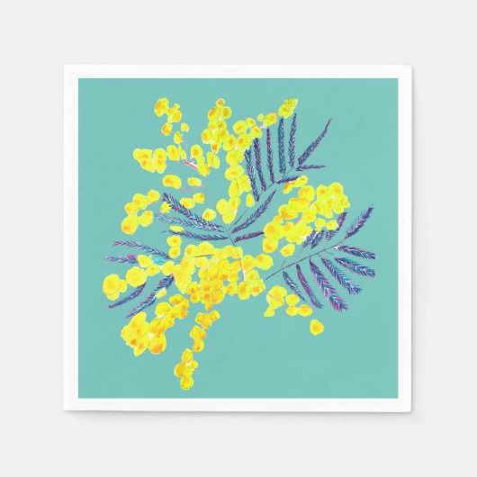 Yellow Wattle mimosa flower art Servet (Voorkant)