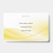 Yellow Wave Design foto-identificatie-ID Badge (Achterkant)