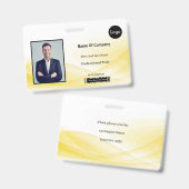 Yellow Wave Design foto-identificatie-ID Badge (Voor- en achterkant)