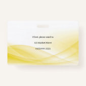 Yellow Wave Design foto-identificatie-ID Badge (Achterkant)