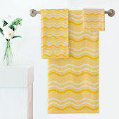 Yellow Wave Pattern Towel Bad Handdoek