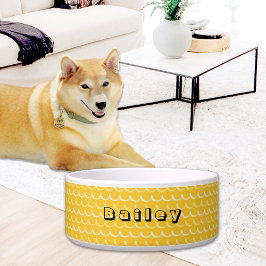 Yellow Waves Pattern Ceramic Pet Bowl Voerbakje