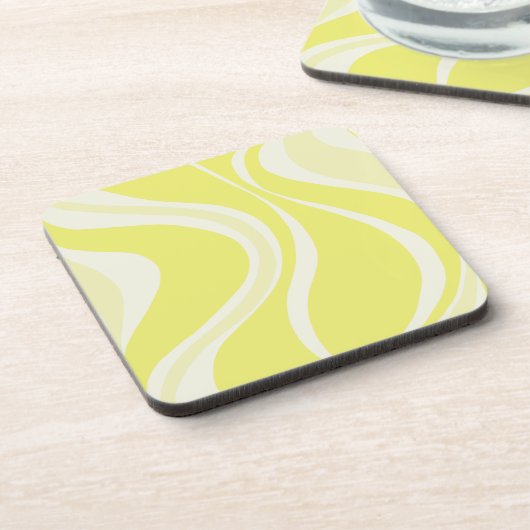 Yellow Waves Square Coaster Bier Onderzetter (Linkerzijde)